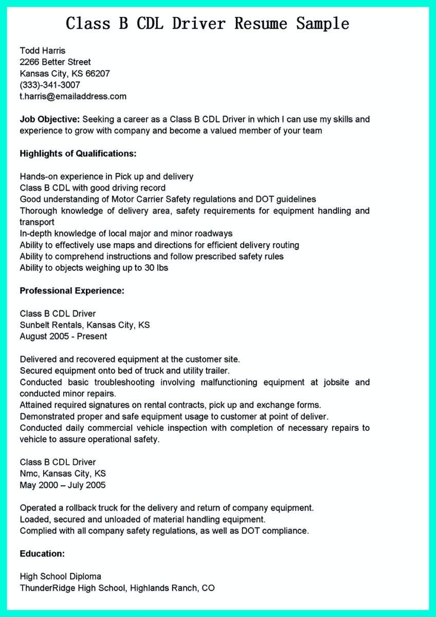 Class B Truck Driver Resume Sample Simple but Serious Mistake In Making Cdl Driver Resume Driver …