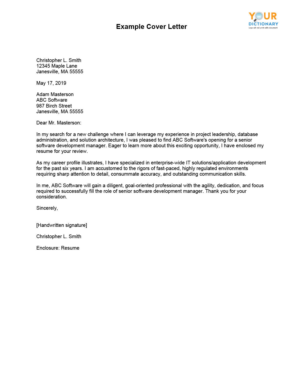 Cover Letter Sample with attached Resume Examples Of Cover Letters   Free Template and Easy Tips