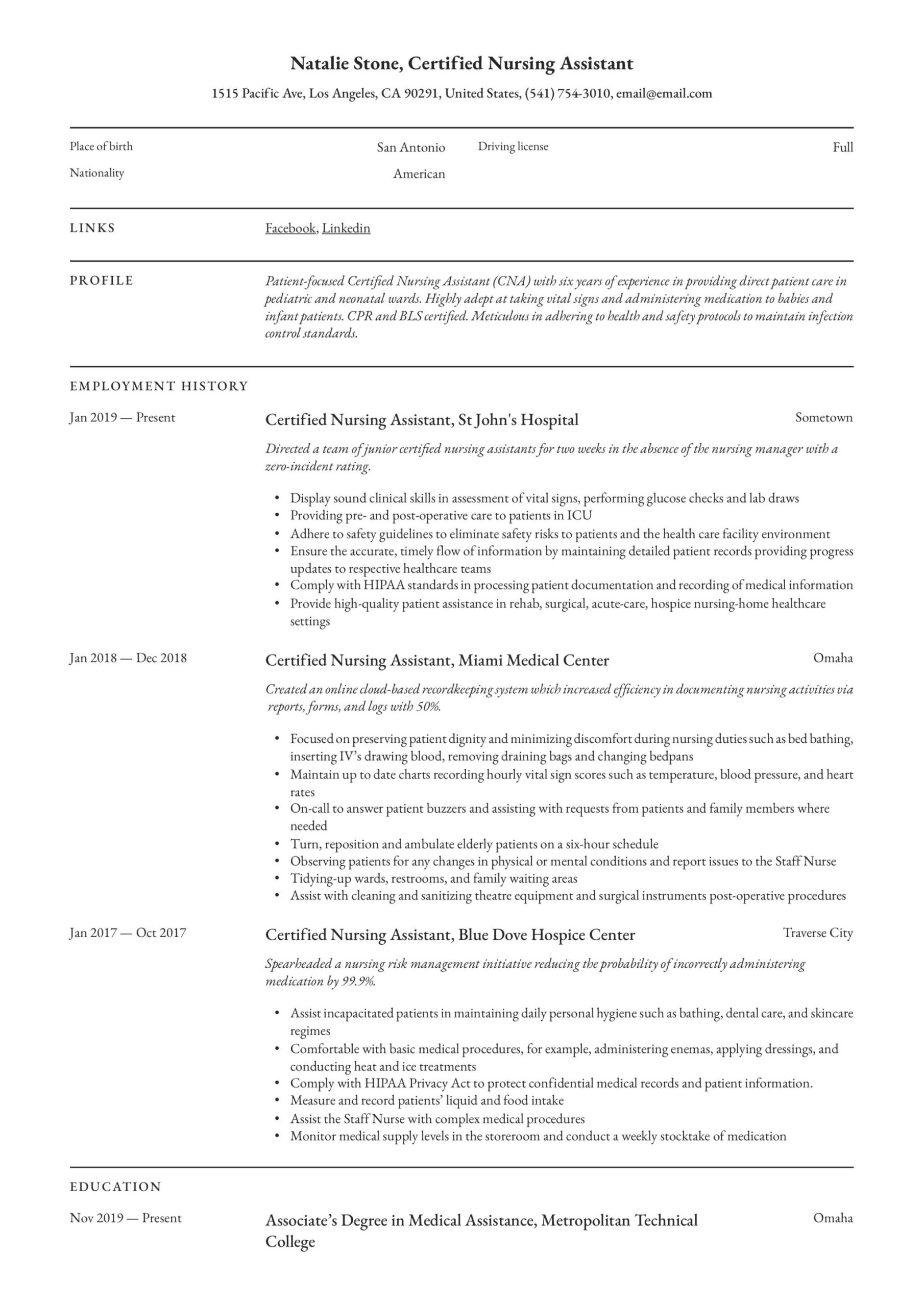 Desi Lpn Nurse assistant Resume Samples Certified Nursing assistant Resume & Writing Guide 12 Templates …