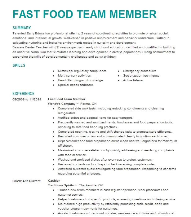 Fast Food Crew Member Resume Sample Fast Food Crew Member Resume Example Jack In the Box
