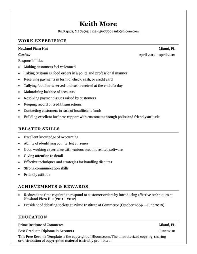 Fast Food Restaurant Cashier Resume Sample Cashier Resume [how to Write 16 Examples]