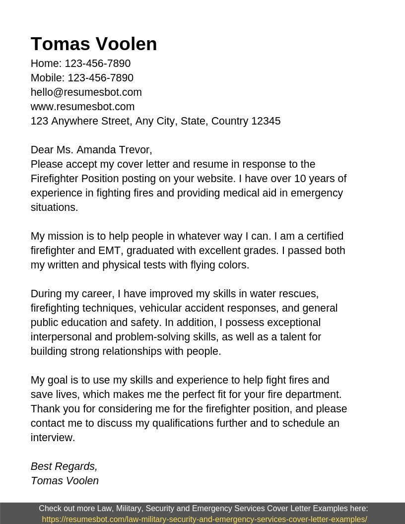 Fire Chief Resume Cover Letter Samples Firefighter Cover Letter Samples & Templates [pdflancarrezekiqword] 2022 …