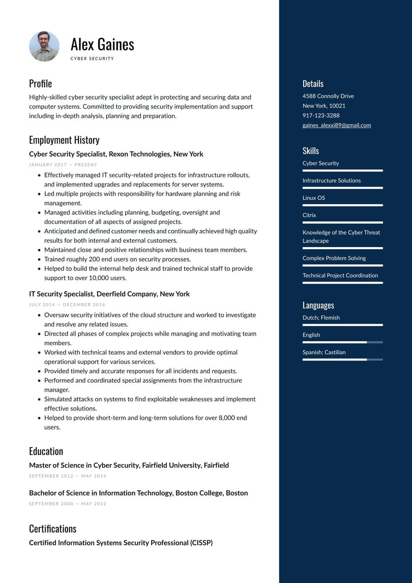 Free Sample Resume for associate Dereee In Cyber Security Cyber Security Resume Examples & Writing Tips 2022 (free Guide)