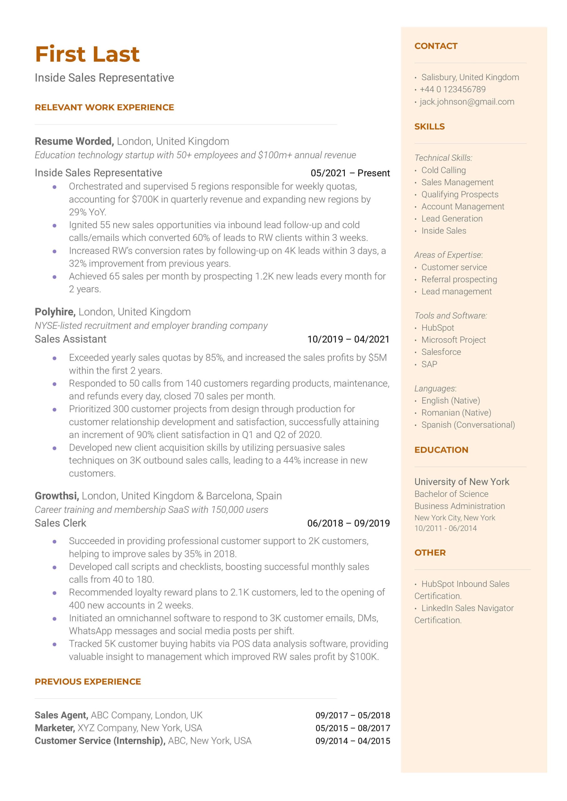 Inside Sales Direct Mail Sample Resume 10 Sales associate Resume Examples for 2022 Resume Worded