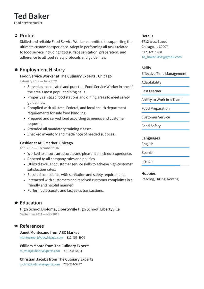 Institutional Food Service Worker Resume Sample Food Service Worker Resume Examples & Writing Tips 2022 (free Guide)