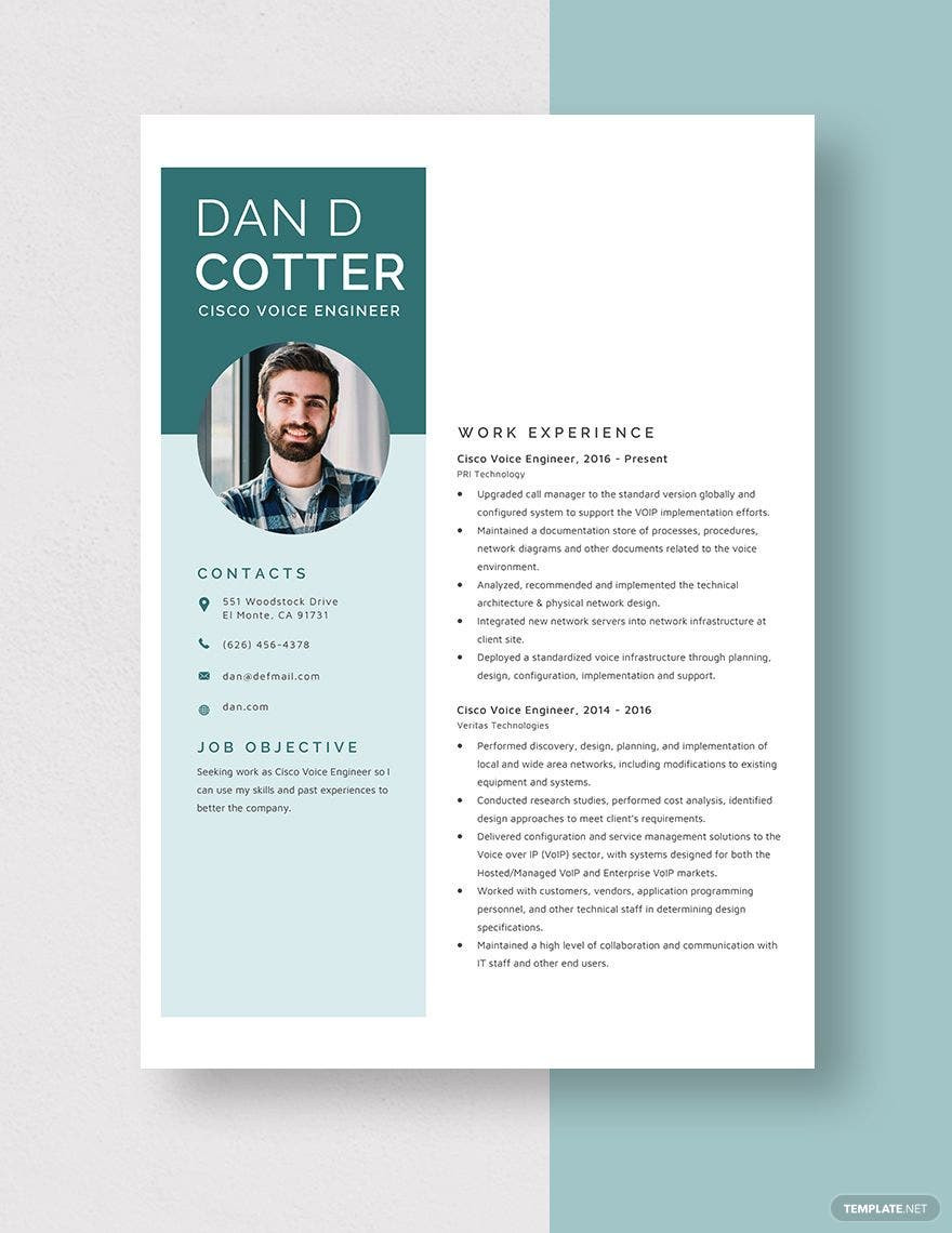 Network Voip Engineer Cucm Sample Resume Cisco Voice Engineer Resume Template – Word, Apple Pages …