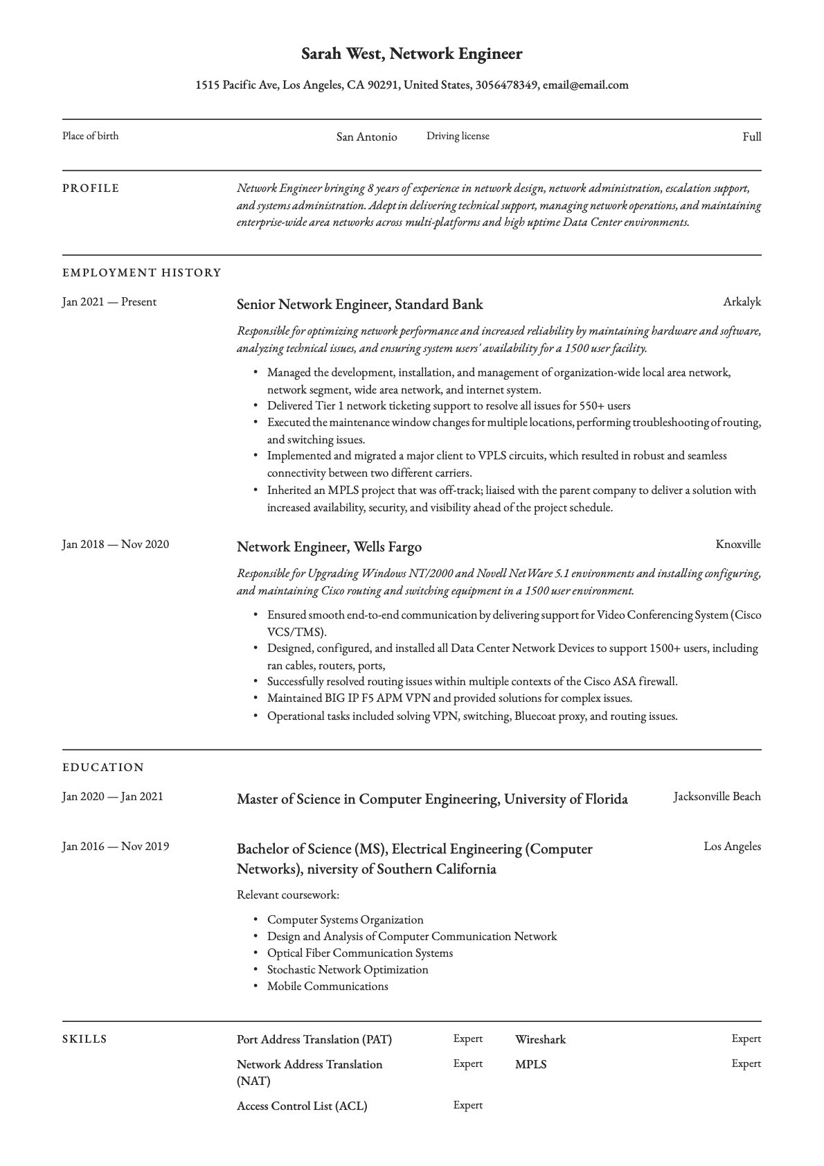 Networking and Network Ip Schemes Sample Resumes Network Engineer Resume & Writing Guide  20 Templates Pdf