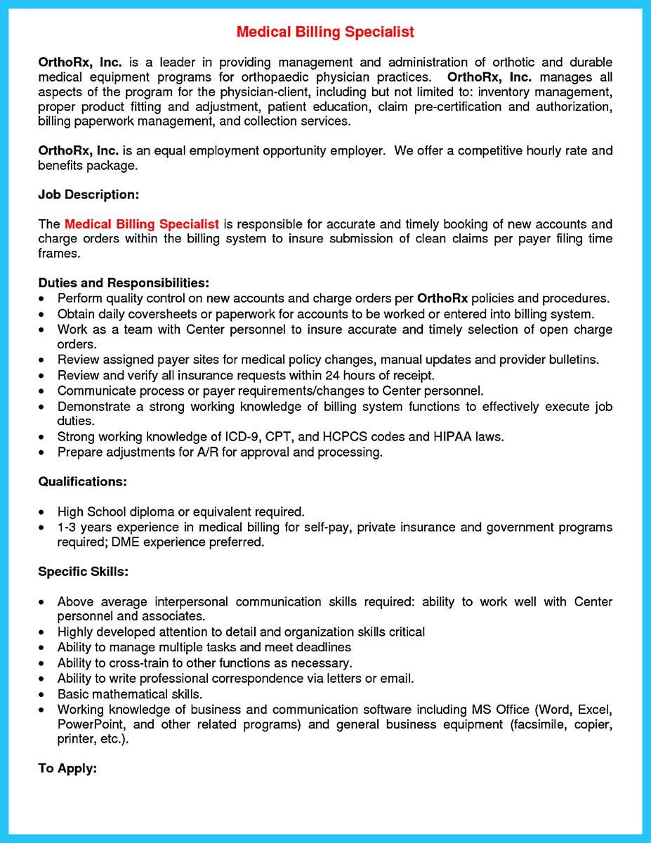 Orthopedic Medical Billing Manager Resume Sample some People are Trying to Get the Billing Specialist Job. if You …
