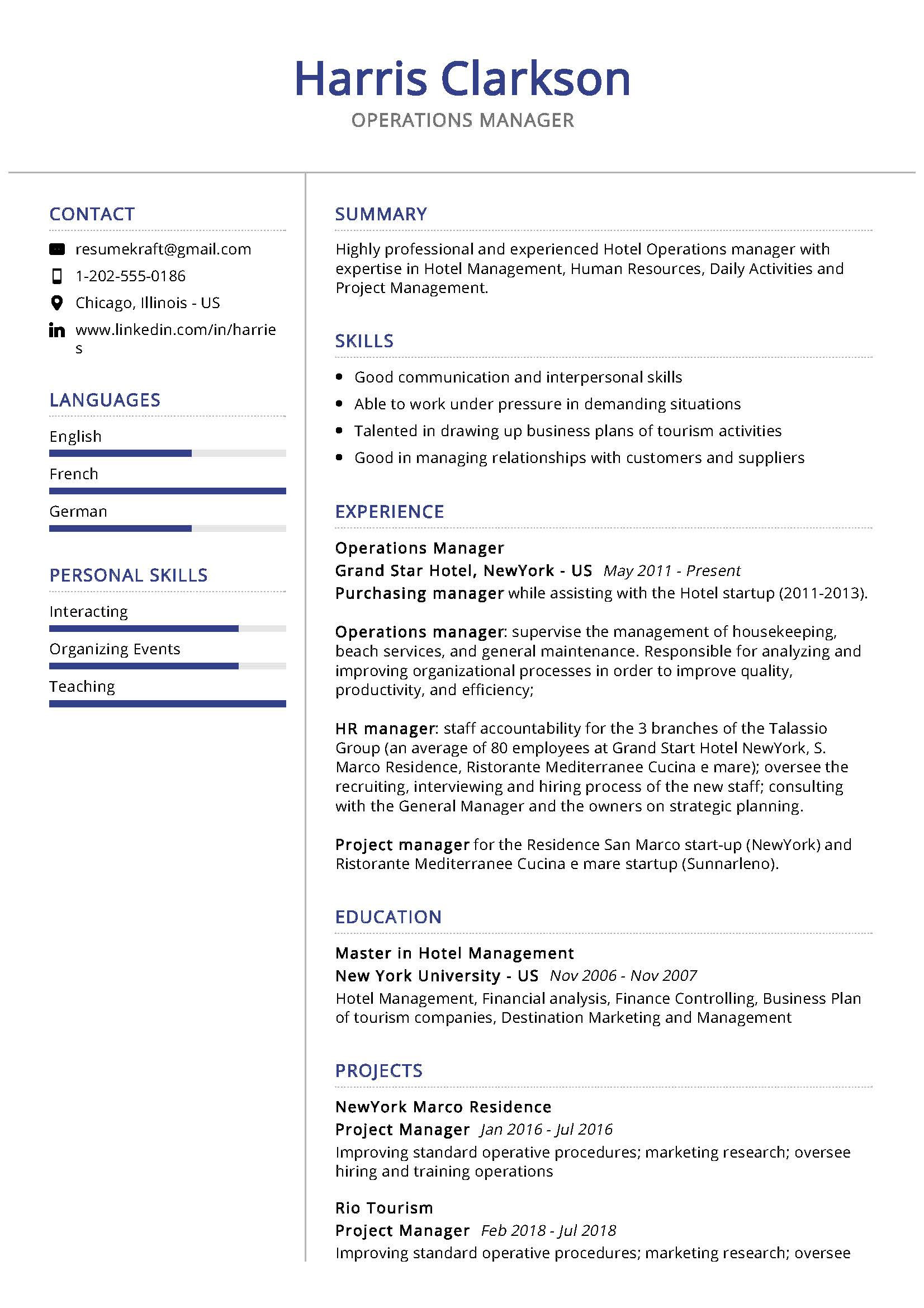 Professional Summary Resume Sample for Manager Operations Manager Resume Sample & Writing Tips 2020