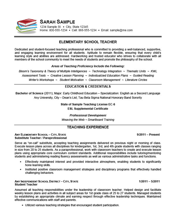 Professional Summary Resume Sample for Teachers Elementary School Teacher Resume Example Sample Professional Summary Resume Sample for Teachers Elementary School Teacher Resume Example Sample
