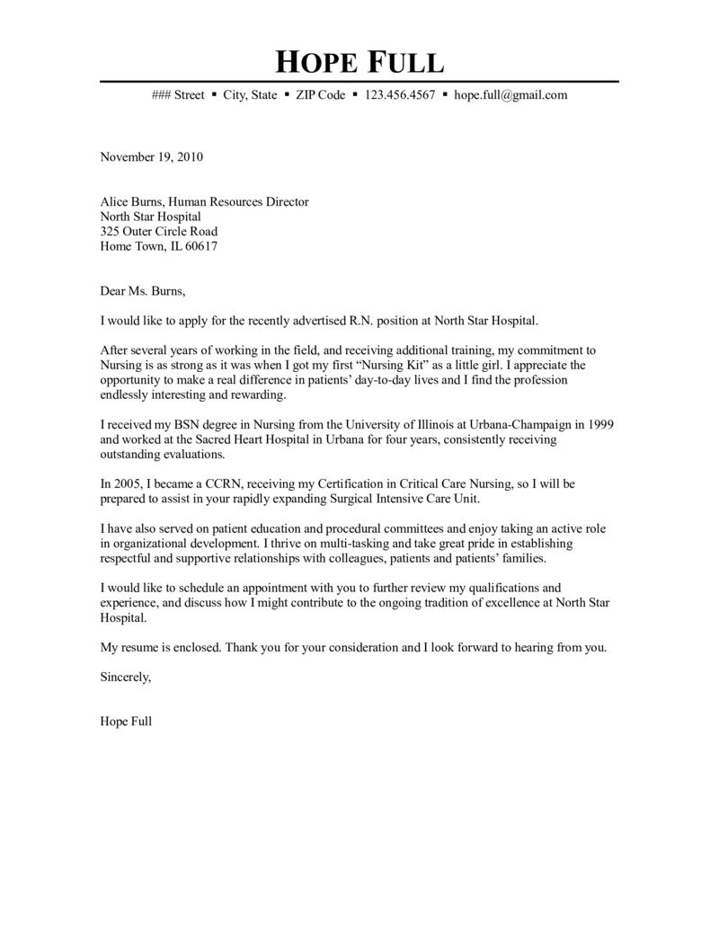 Registered Nurse Resume Cover Letter Samples Registered Nurse Cover Letter