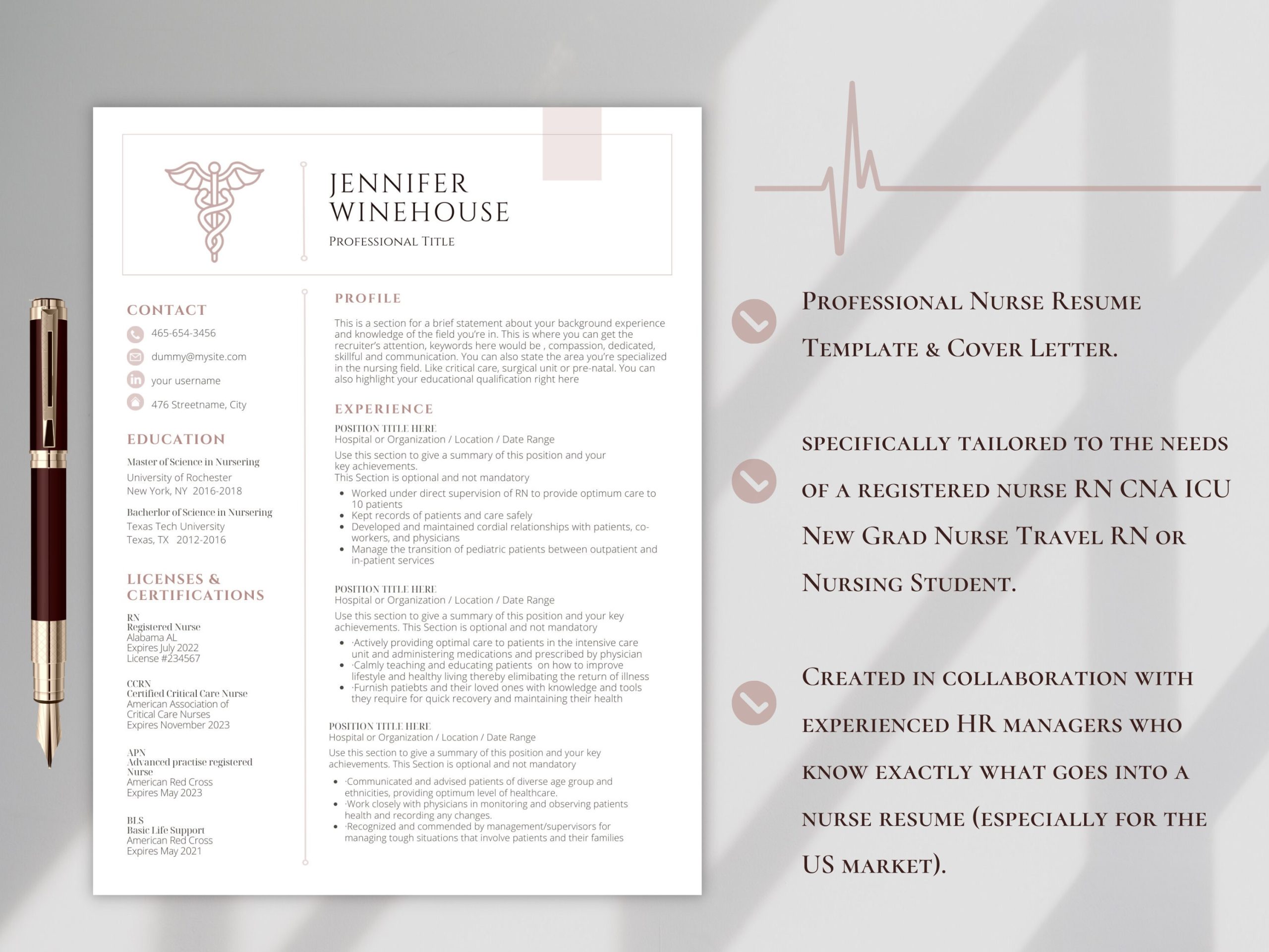 Registered Nurse Resume Sample format for 2023 New Grad Nurse Resume Template Registered Nurse Travel Rn – Etsy