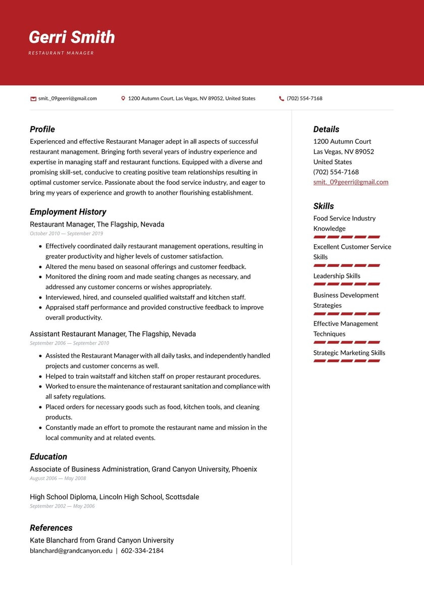 Resume for Restaurant General Manager Sample Restaurant Manager Resume Examples & Writing Tips 2022 (free Guide)