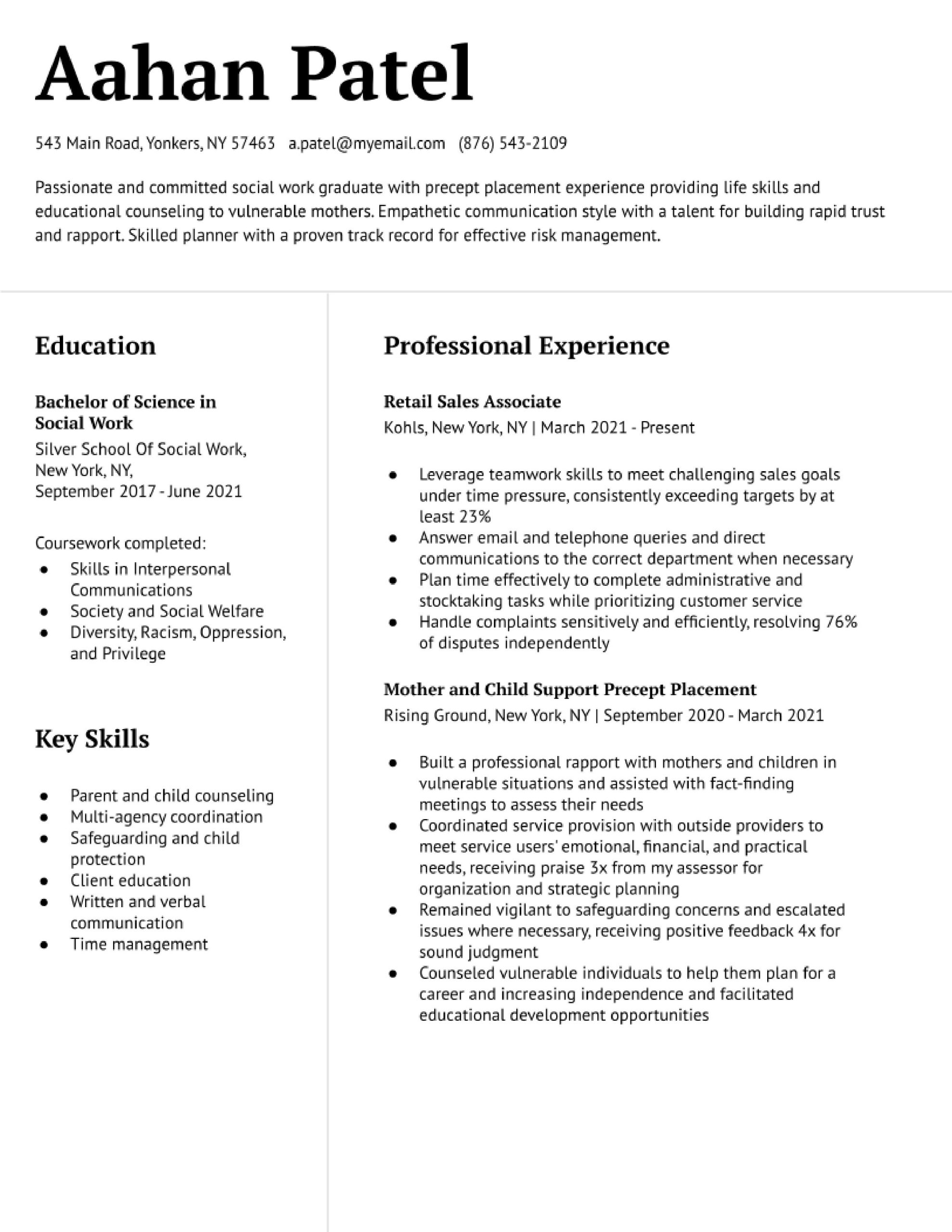Resume for social Work Graduate School Admission Sample Human Service Worker Resume Examples In 2022 – Resumebuilder.com