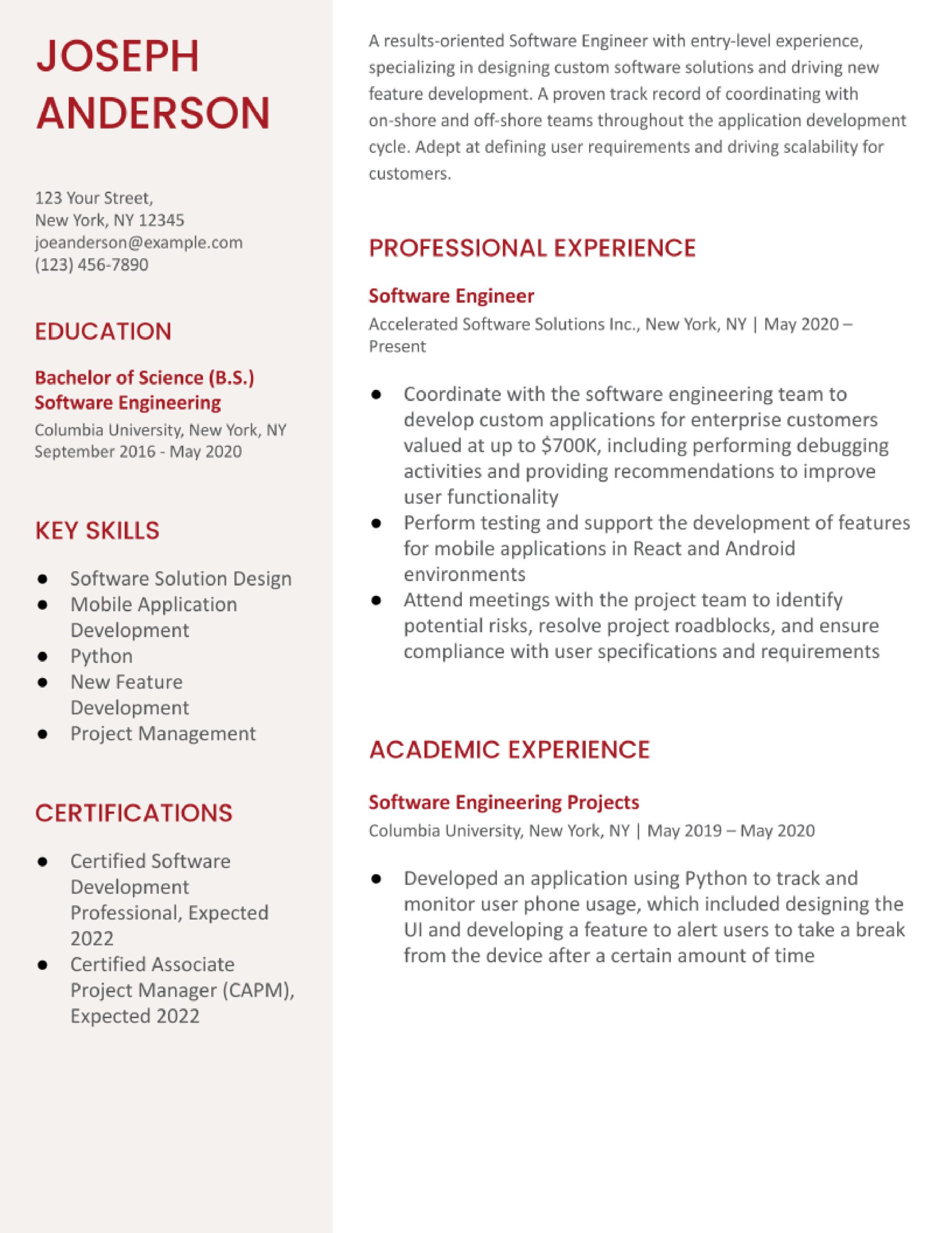 Resume for software Engineer Entry Level Sample Entry-level software Engineer Resume Examples In 2022 …