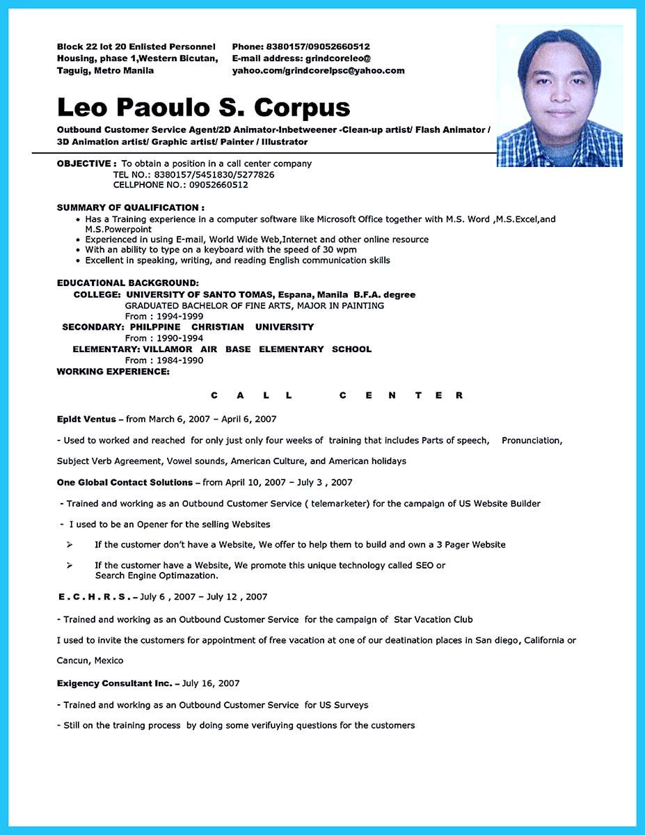 Resume Sample for Call Center Philippines Awesome Impressing the Recruiters with Flawless Call Center Resume …