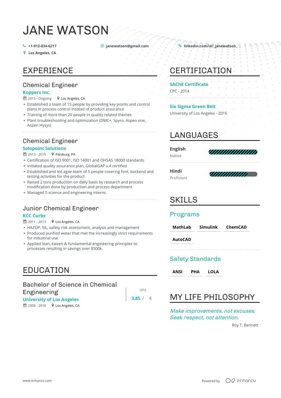 Resume Sample for Chemical Engineering Student 11 Chemical Engineer Resume Examples & Samples for 2019 …