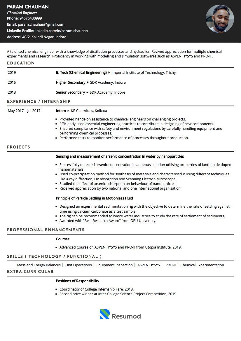 Resume Sample for Chemical Engineering Student Sample Resume Of Chemical Engineer with Template & Writing Guide …