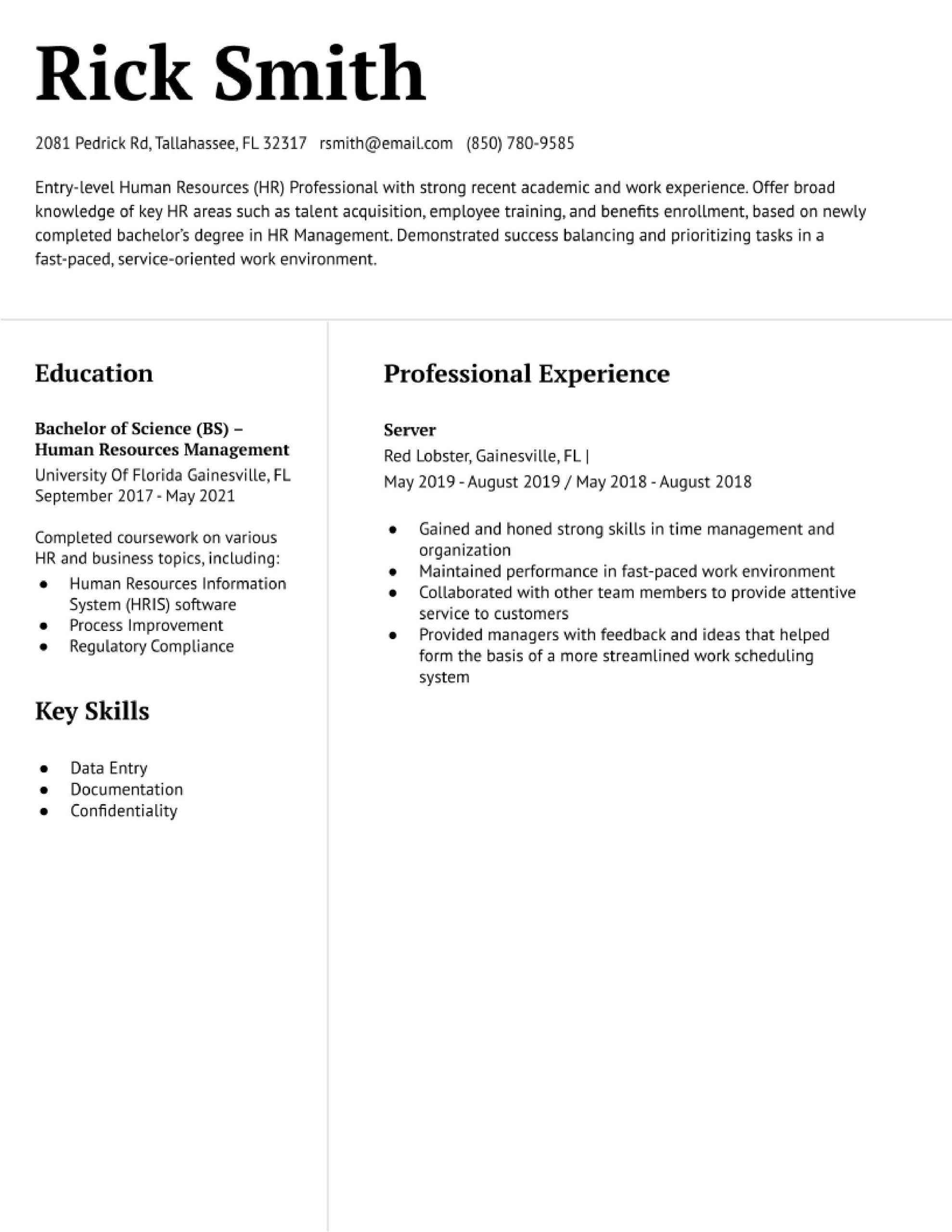 Resume Sample for College Grad Applying to Hr Position Human Resources (hr) assistant Resume Examples In 2022 …