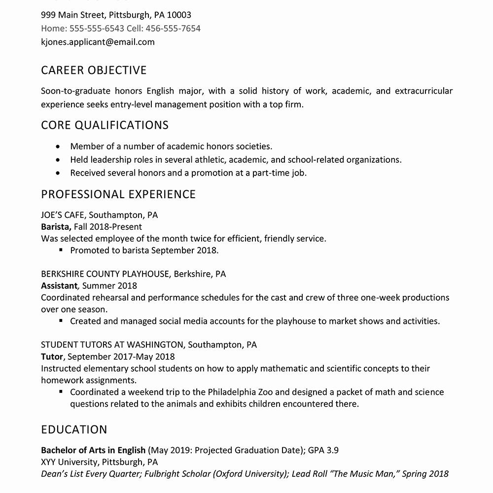 Resume Sample High School Student Objective Resume Examples for Highschool Students New High School Graduate …