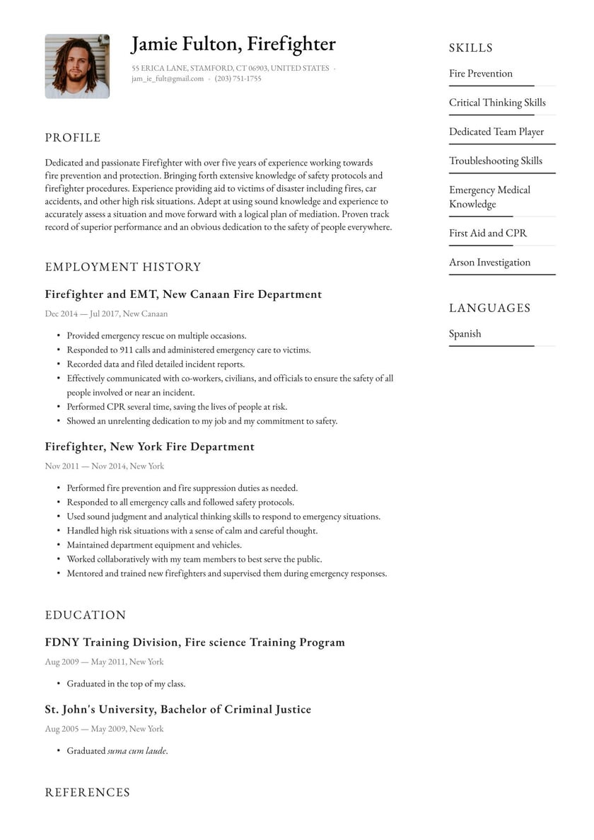 Resume Sample Hiring Firing Performance Evaluations Firefighter Resume Examples & Writing Tips 2022 (free Guide)