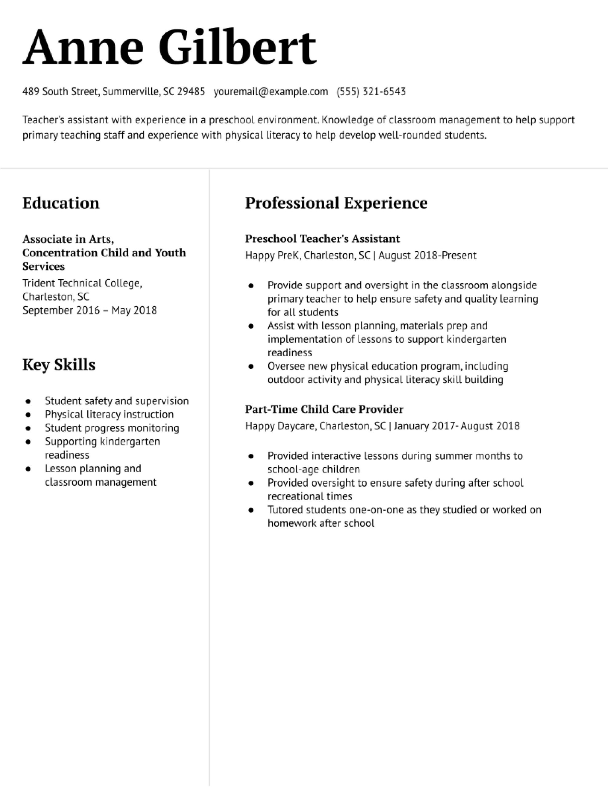 Resume Samples for Daycare Teacher assistant Teacher assistant Resume Examples In 2022 – Resumebuilder.com