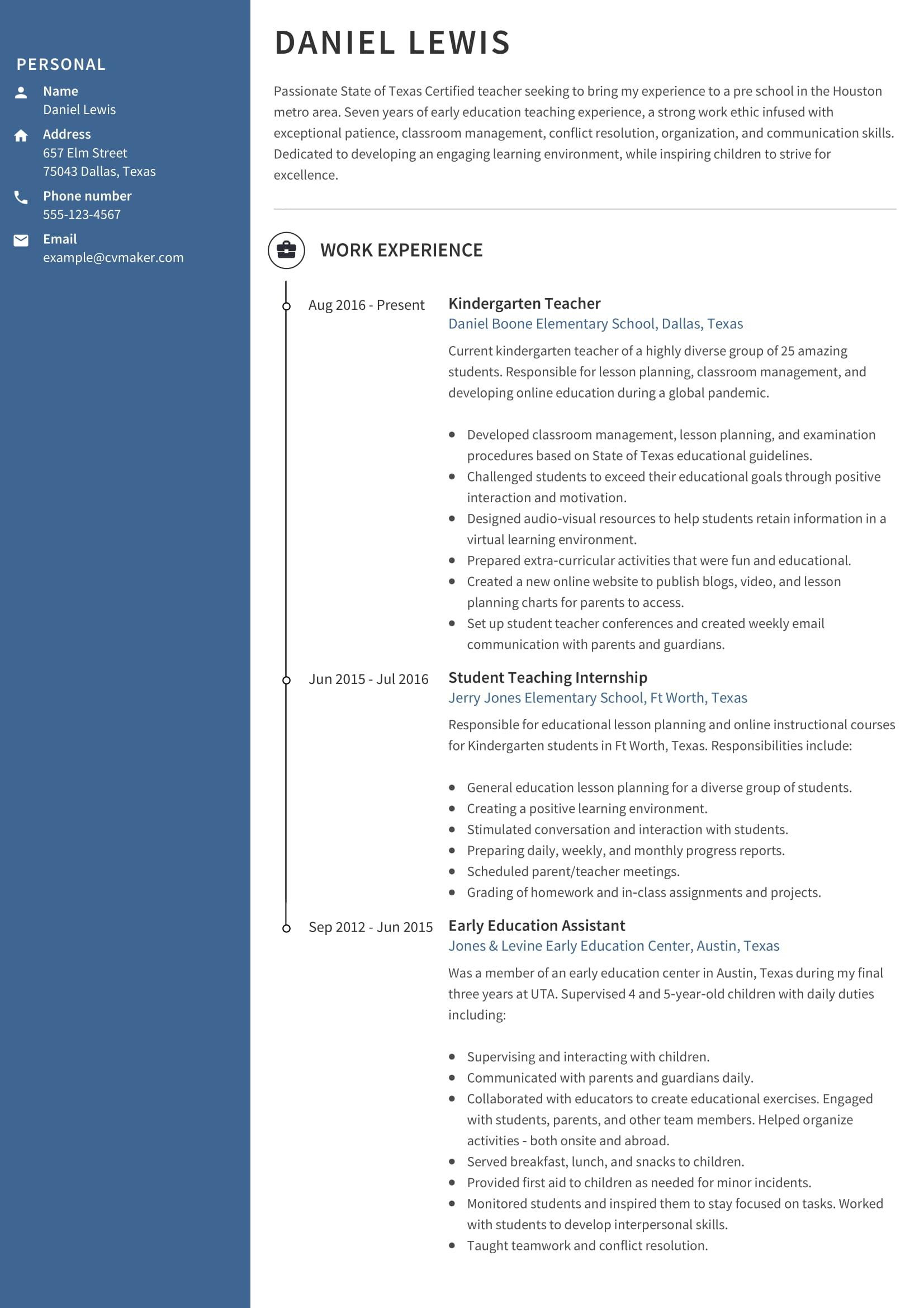 Resume Samples for Early Childhood Educators Preschool Teacher Resume Examples & How to Write Guide 2021 …