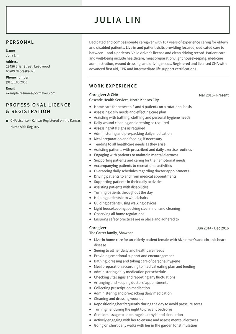Resume Samples to Be A Caregiver Caregiver Resume Example, Template & Writing Tips for 2022 …