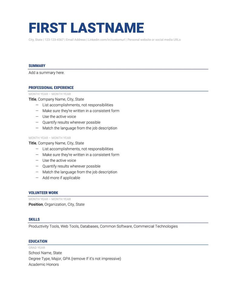 Resume Samples to Copy and Paste the 41 Best Free Resume Templates the Muse
