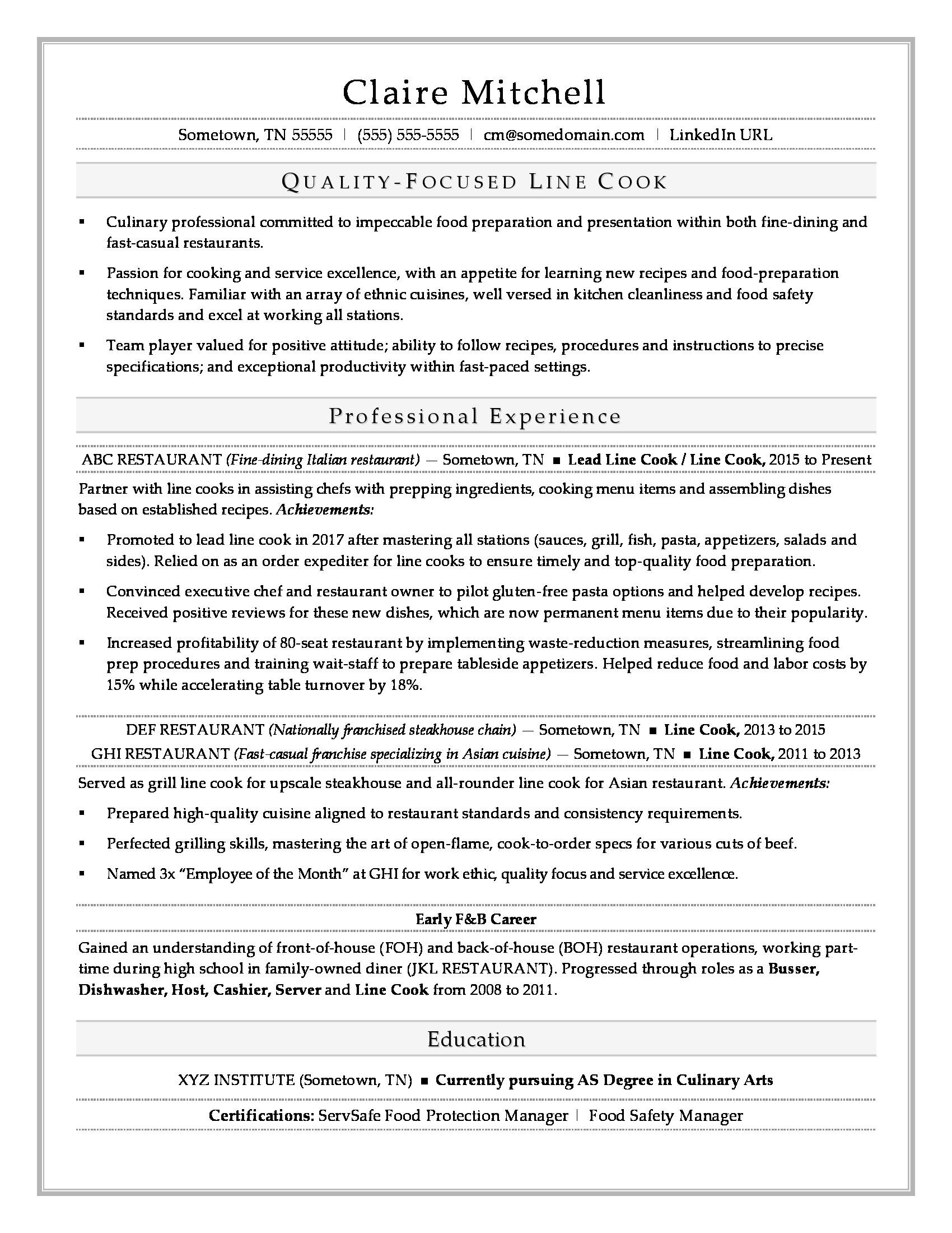 Resume Samples to Work for Ihop Line Cook Resume Monster.com