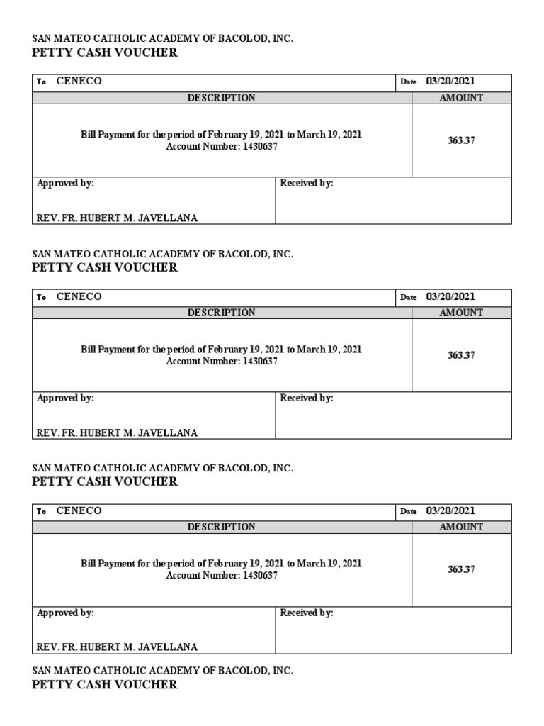 Sample About Petty Cash Voucher In the Resume Petty Cash Voucher Template Pdf Payments Accounting