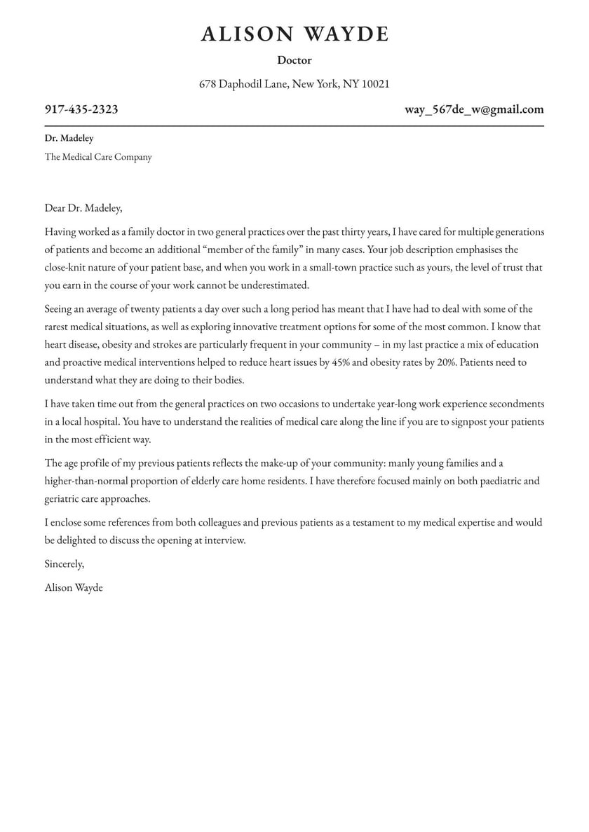Sample Cover Letter for Physician Resume Doctor Cover Letter Examples & Expert Tips [free] Â· Resume.io