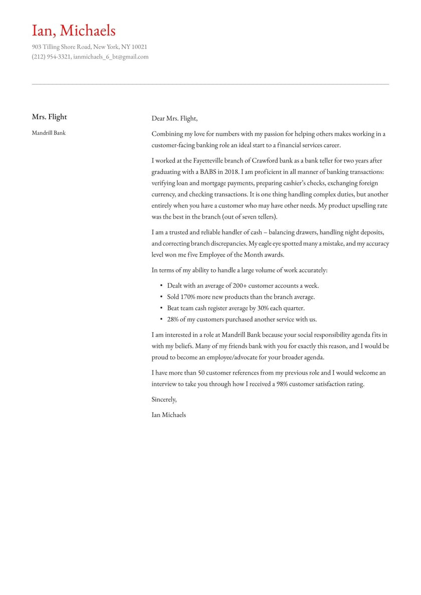 Sample Cover Letter for Resume Bank Teller Bank Teller Cover Letter Examples & Expert Tips [free] Â· Resume.io