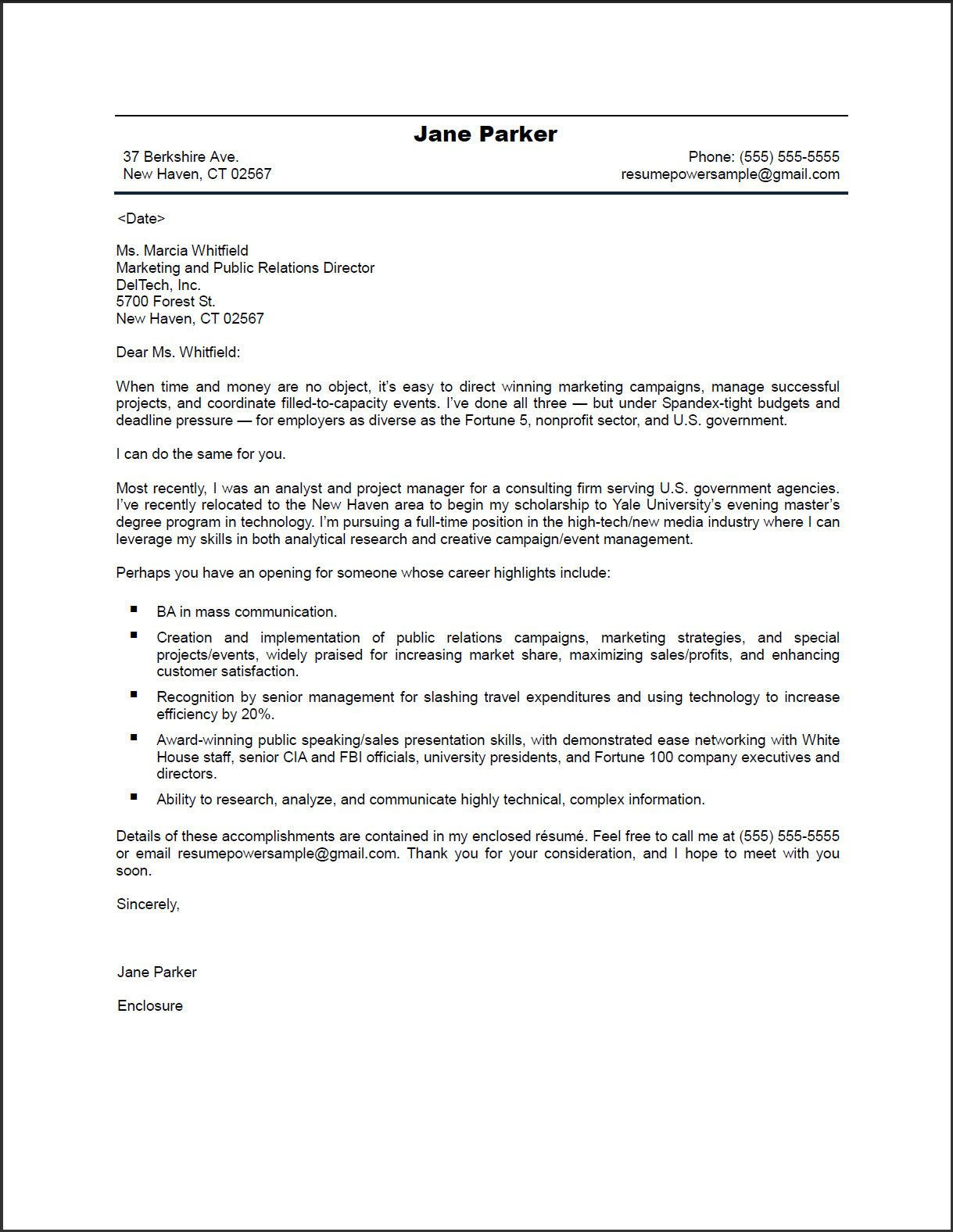 Sample Marketing Cover Letter for Resume Pr Marketing Cover Letter Cover Letter for Resume, Sample Resume …
