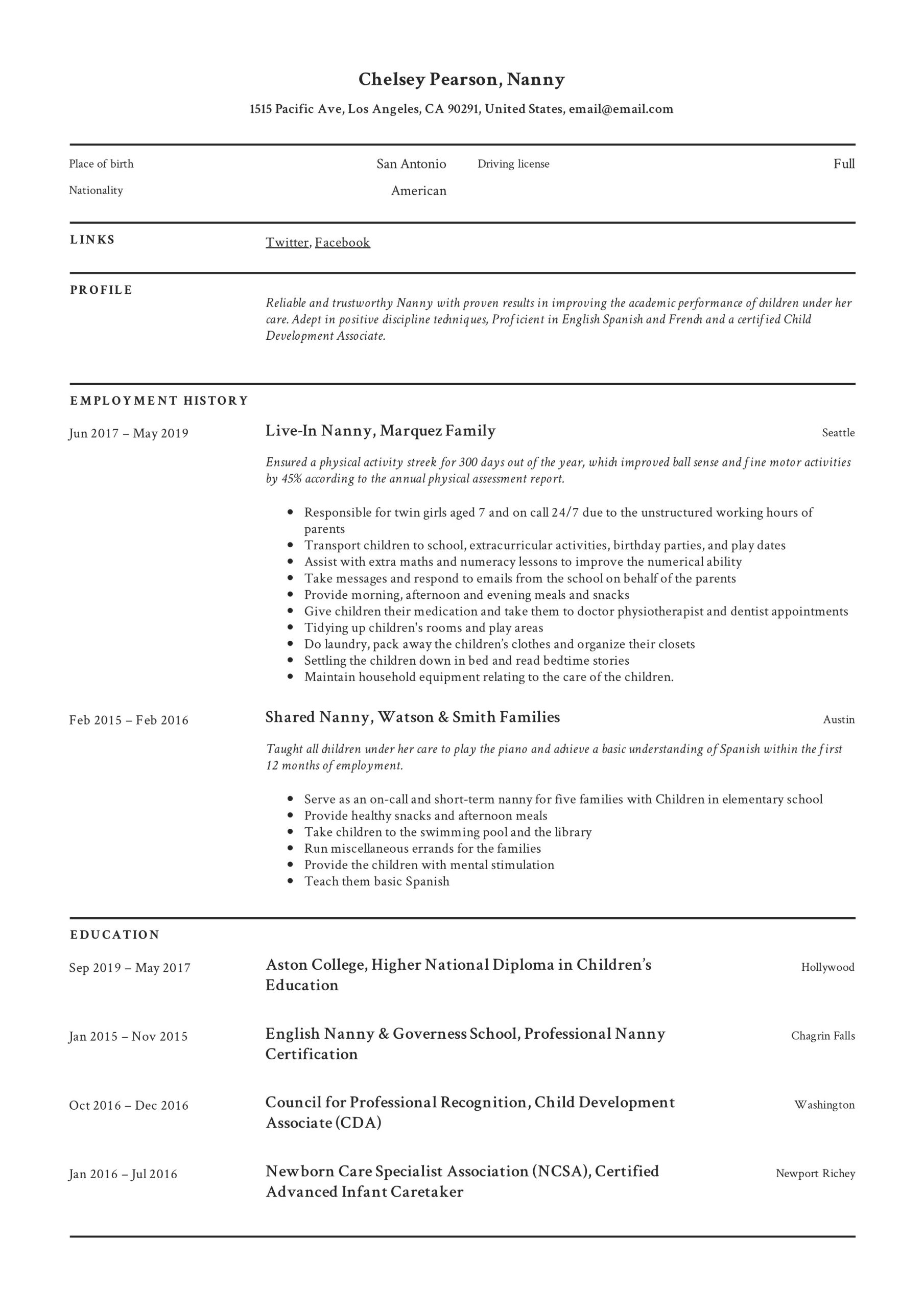 Sample Nanny Experience On A Resume Nanny Resume & Writing Guide 12 Template Samples Pdf Sample Nanny Experience On A Resume Nanny Resume & Writing Guide 12 Template Samples Pdf