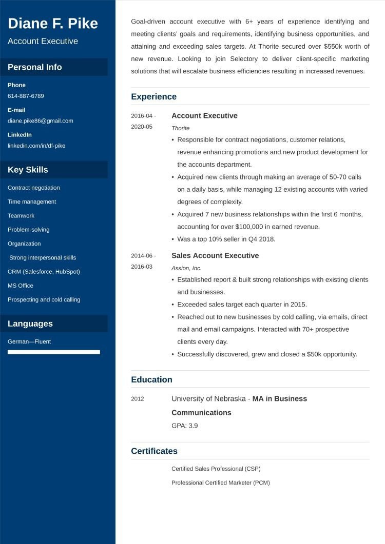 Sample New Business Account Executive Resume Account Executive Resumeâsample & 25lancarrezekiq Writing Tips