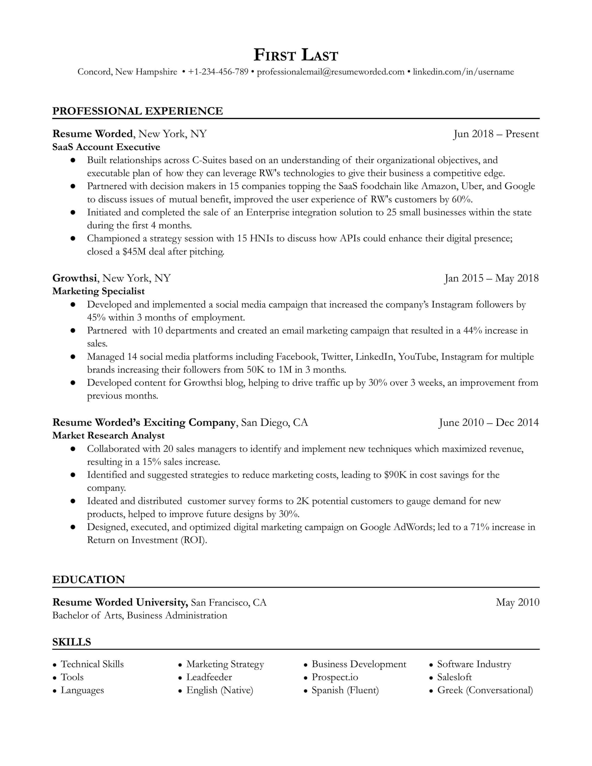 Sample New Business Account Executive Resume Saas Account Executive Resume Example for 2022 Resume Worded