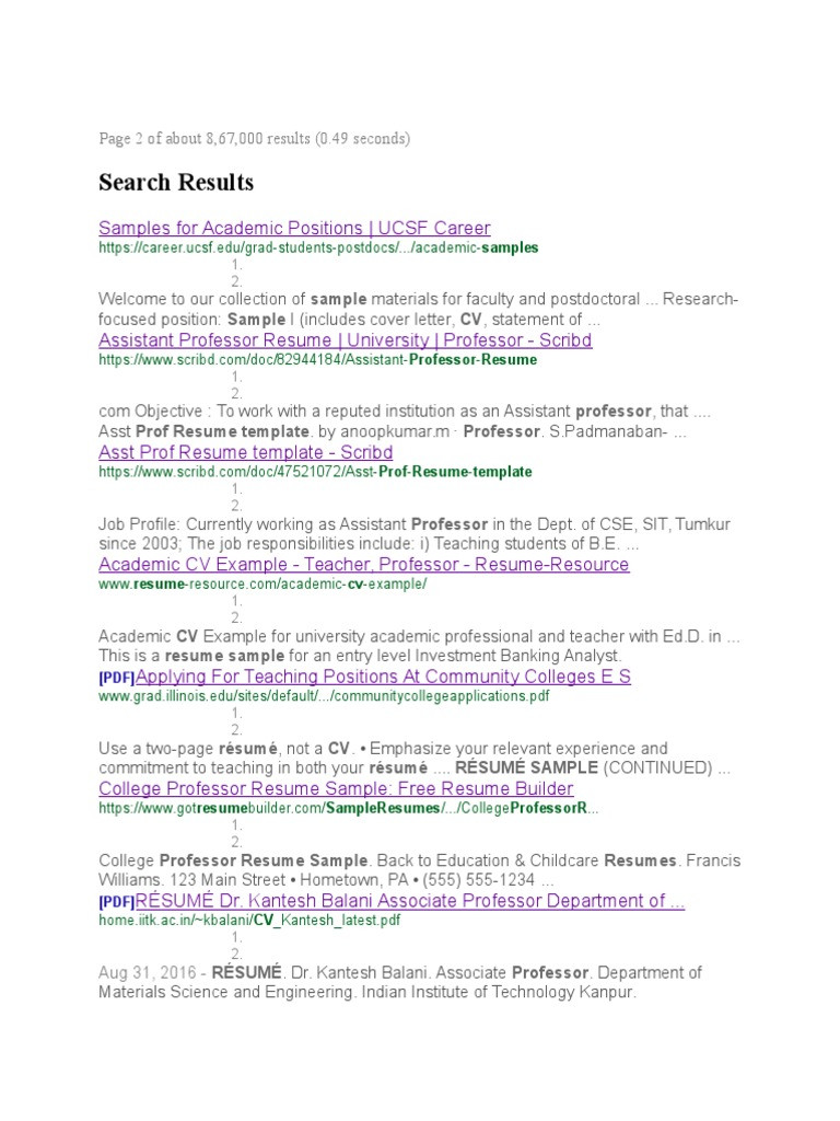 Sample Of A Faculty Adjunct Resume Sample Links for Resumes Pdf