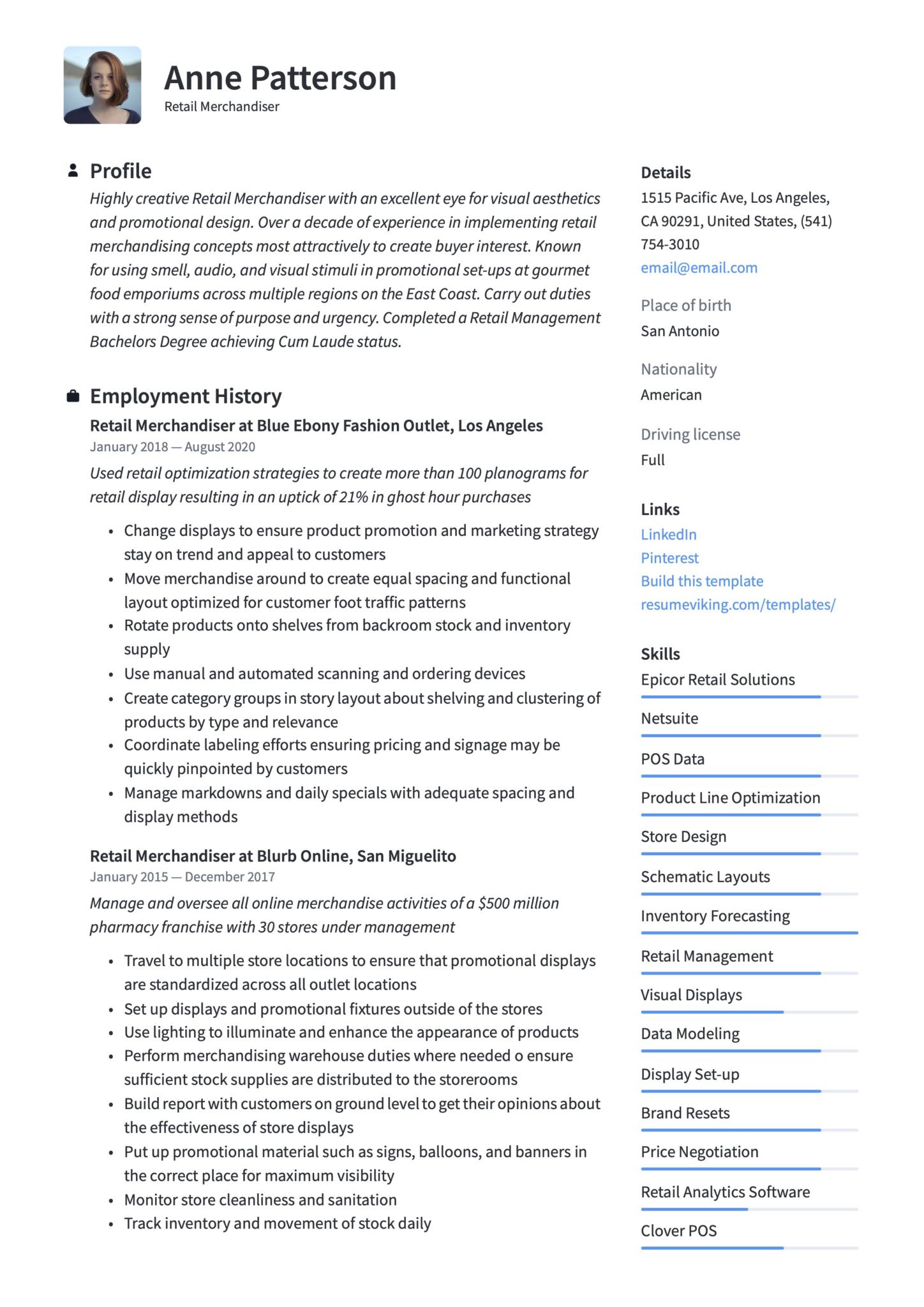 Sample Of A Field Merchandiser Resume Retail Merchandiser Resume & Writing Guide  17 Templates