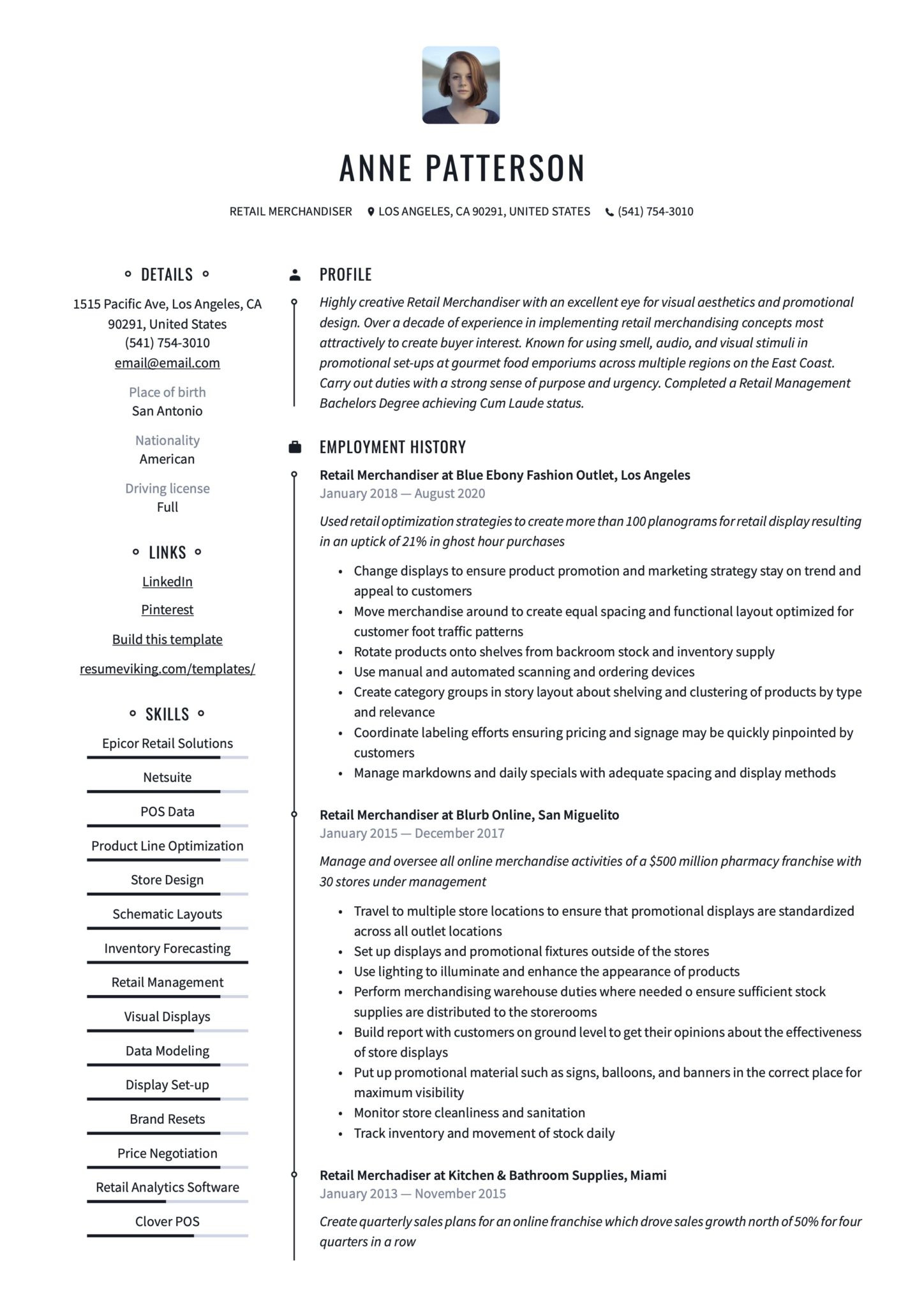 Sample Of A Field Merchandiser Resume Retail Merchandiser Resume & Writing Guide  17 Templates