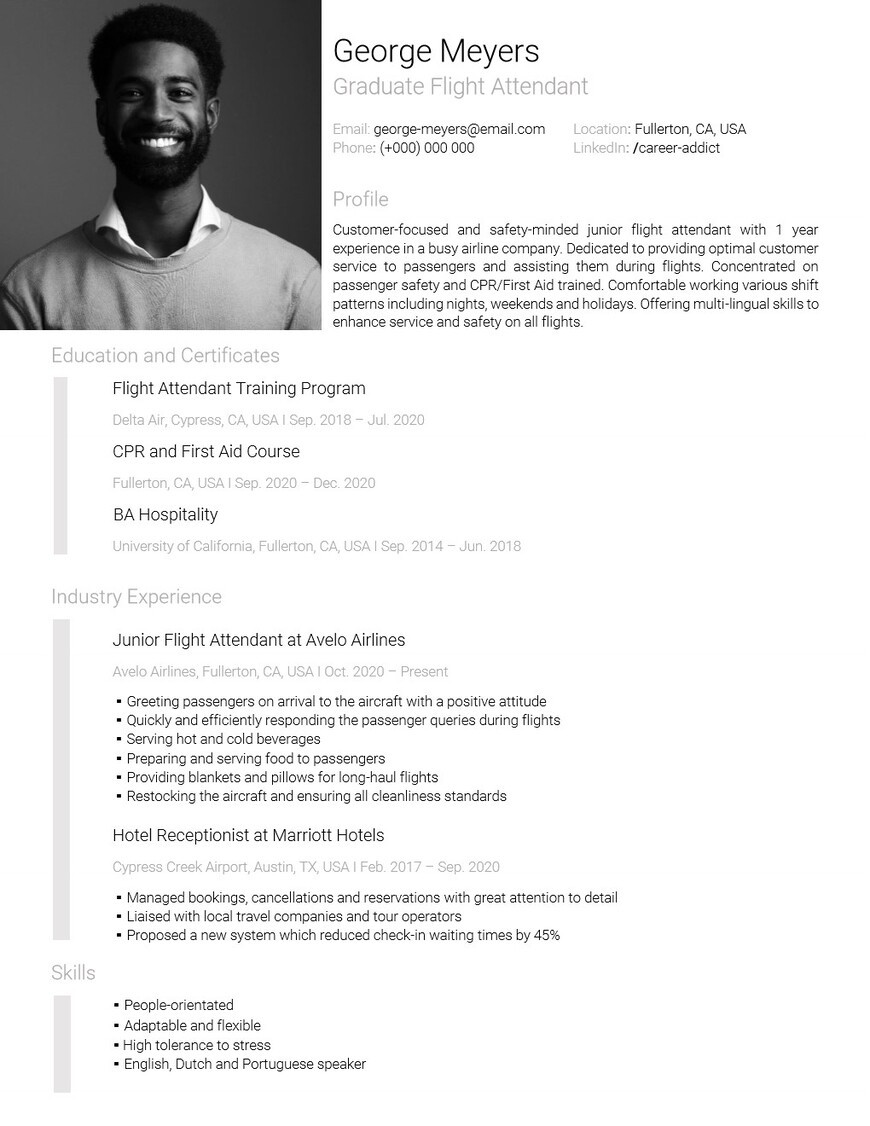 Sample Of A Flight attendant Resume the Best Flight attendant RÃ©sumÃ© Examples and Templates
