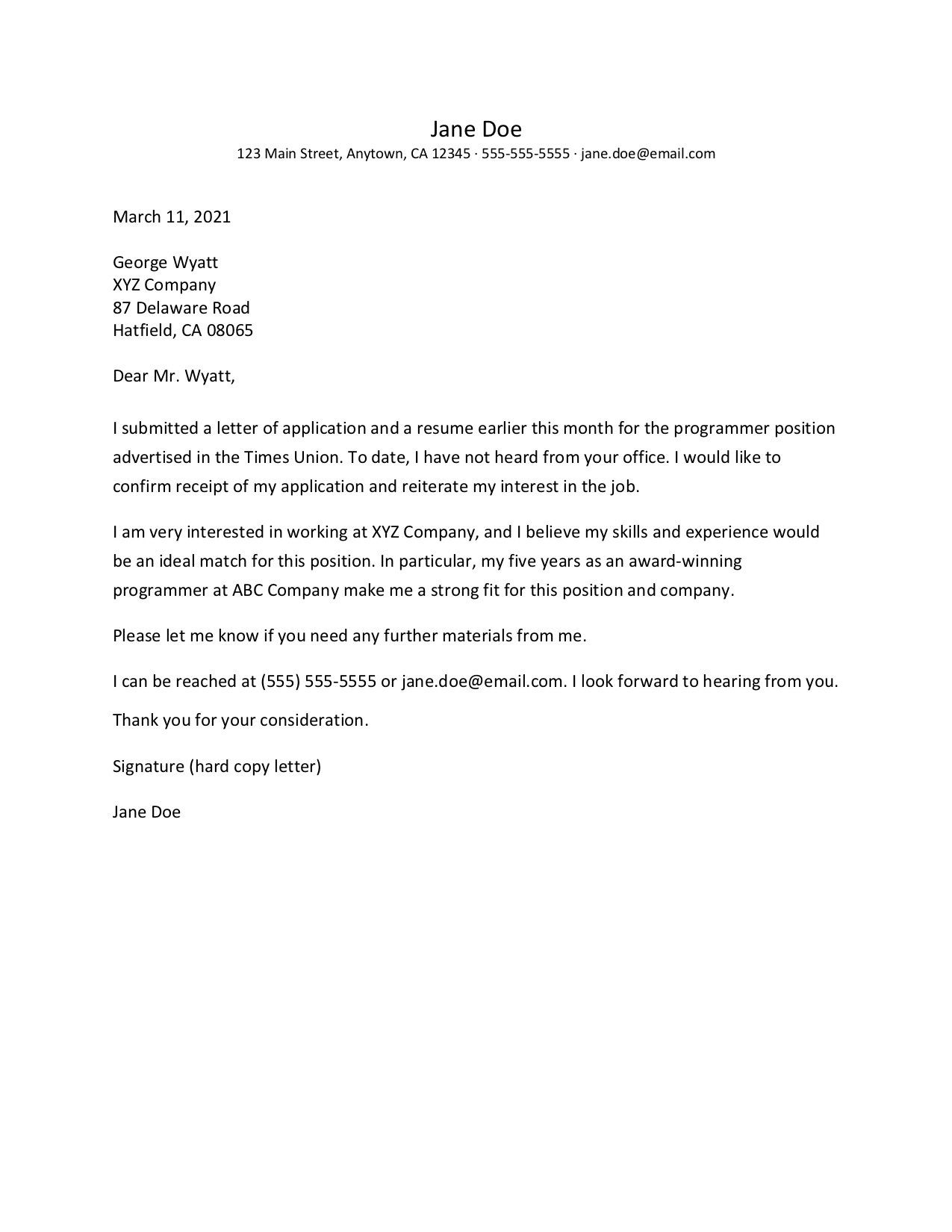 Sample Of A Follow Up Letter after Submiting Your Resume Sample Email to Follow Up On A Job Application
