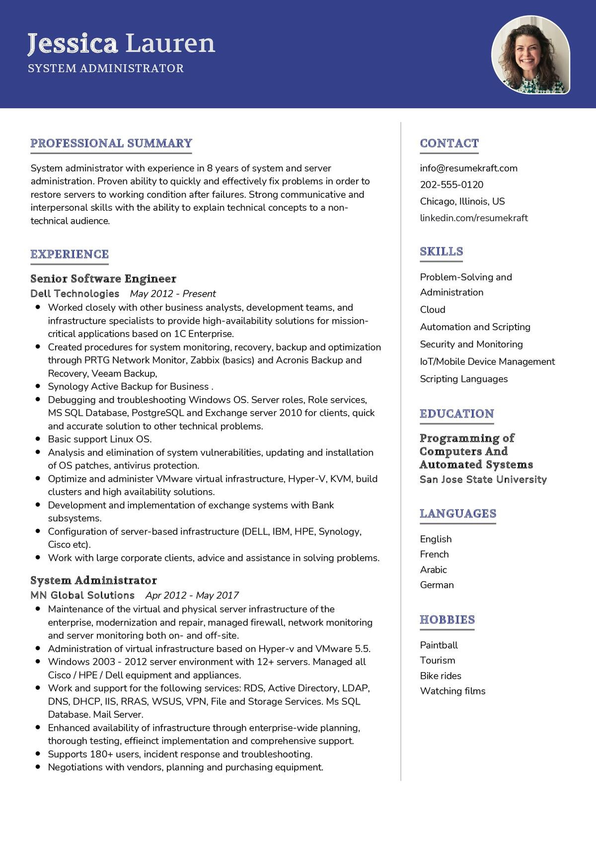 Sample Of Ibm Resume for Vmware Admin System Administrator Cv Sample 2022 Writing Tips – Resumekraft