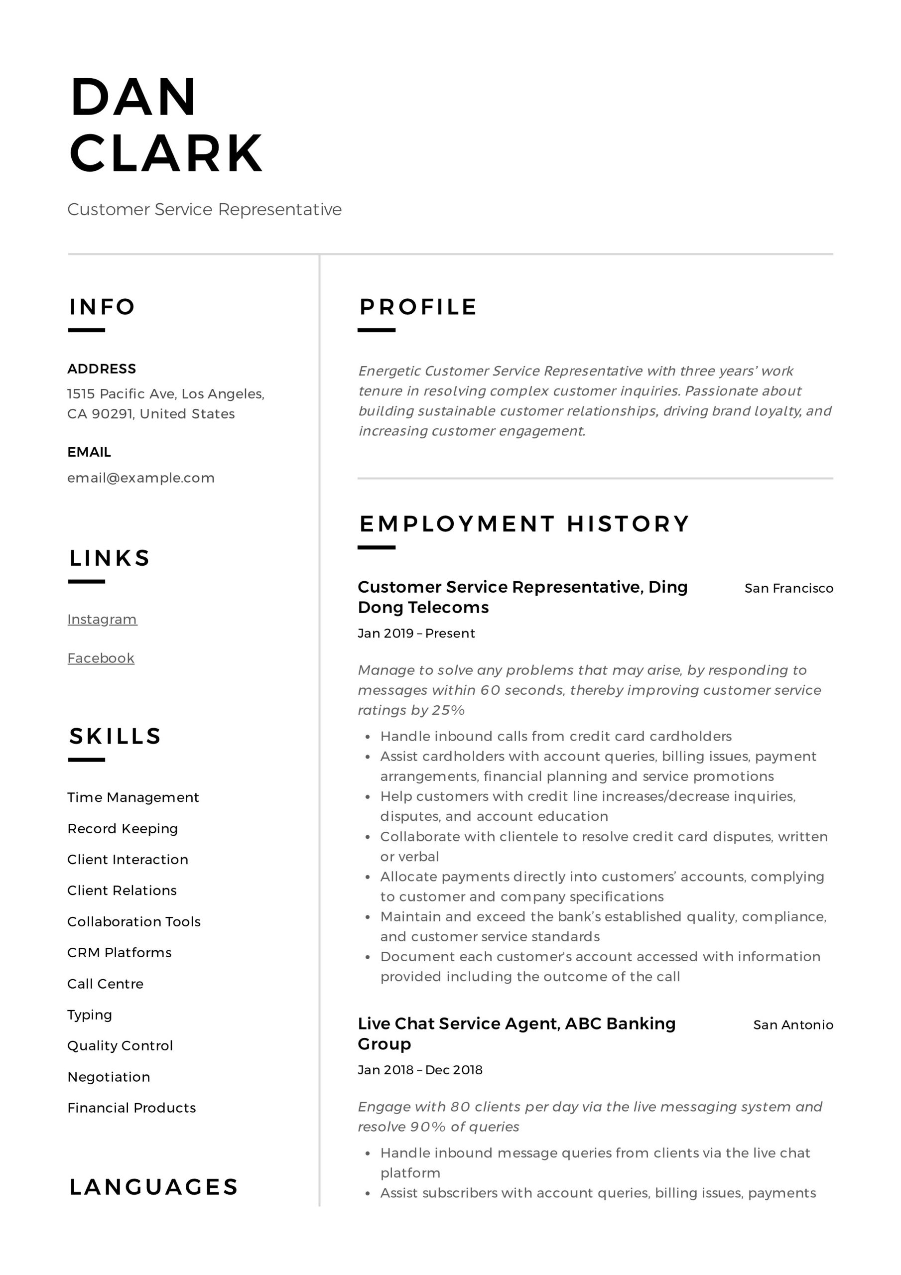 Sample Of Resume Of Member Service Representative Customer Service Representative Resume & Guide 12 Pdf 2022