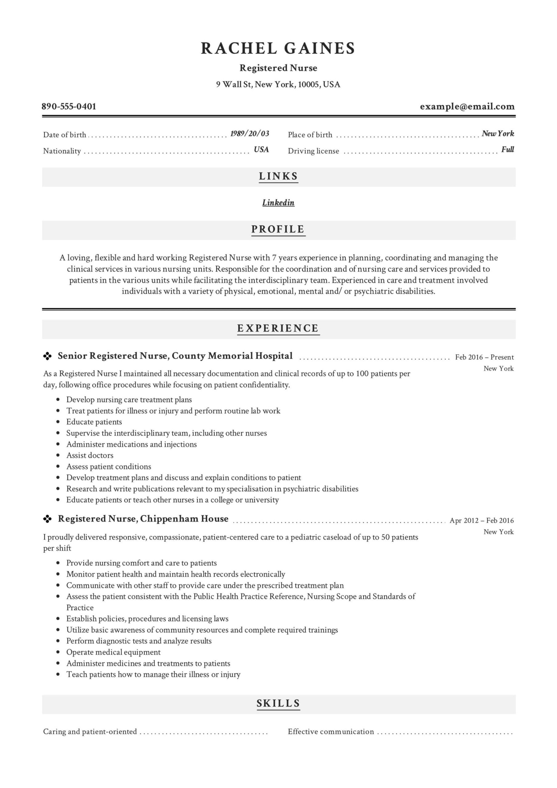 Sample Of Resume Of Registered Nurse Registered Nurse Resume Examples & Writing Guide  12 Samples Pdf