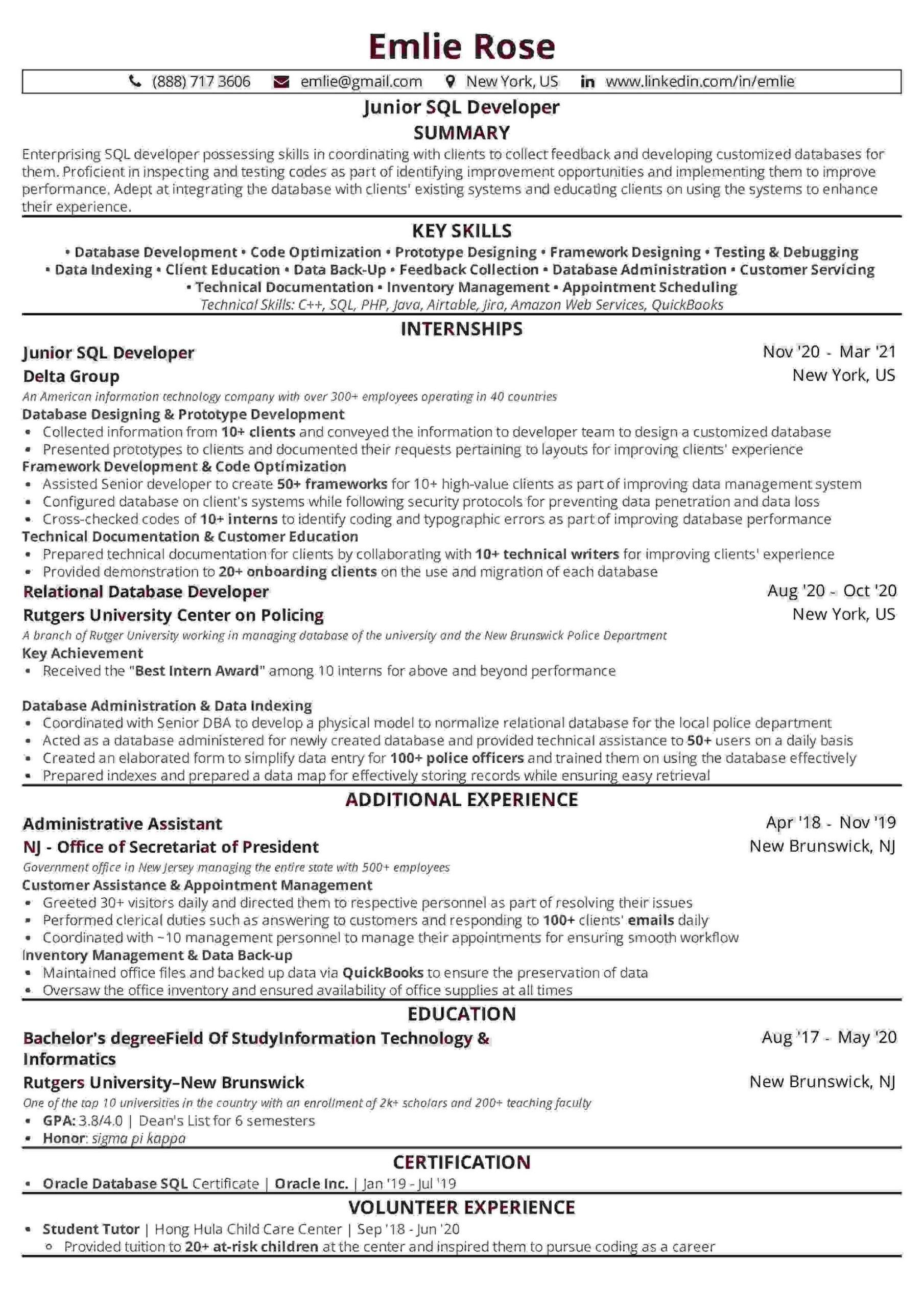 Sample Resume 5 Years Experience Sql Server Sql Developer Resume: 2022 Guide with 10lancarrezekiq Samples & Examples