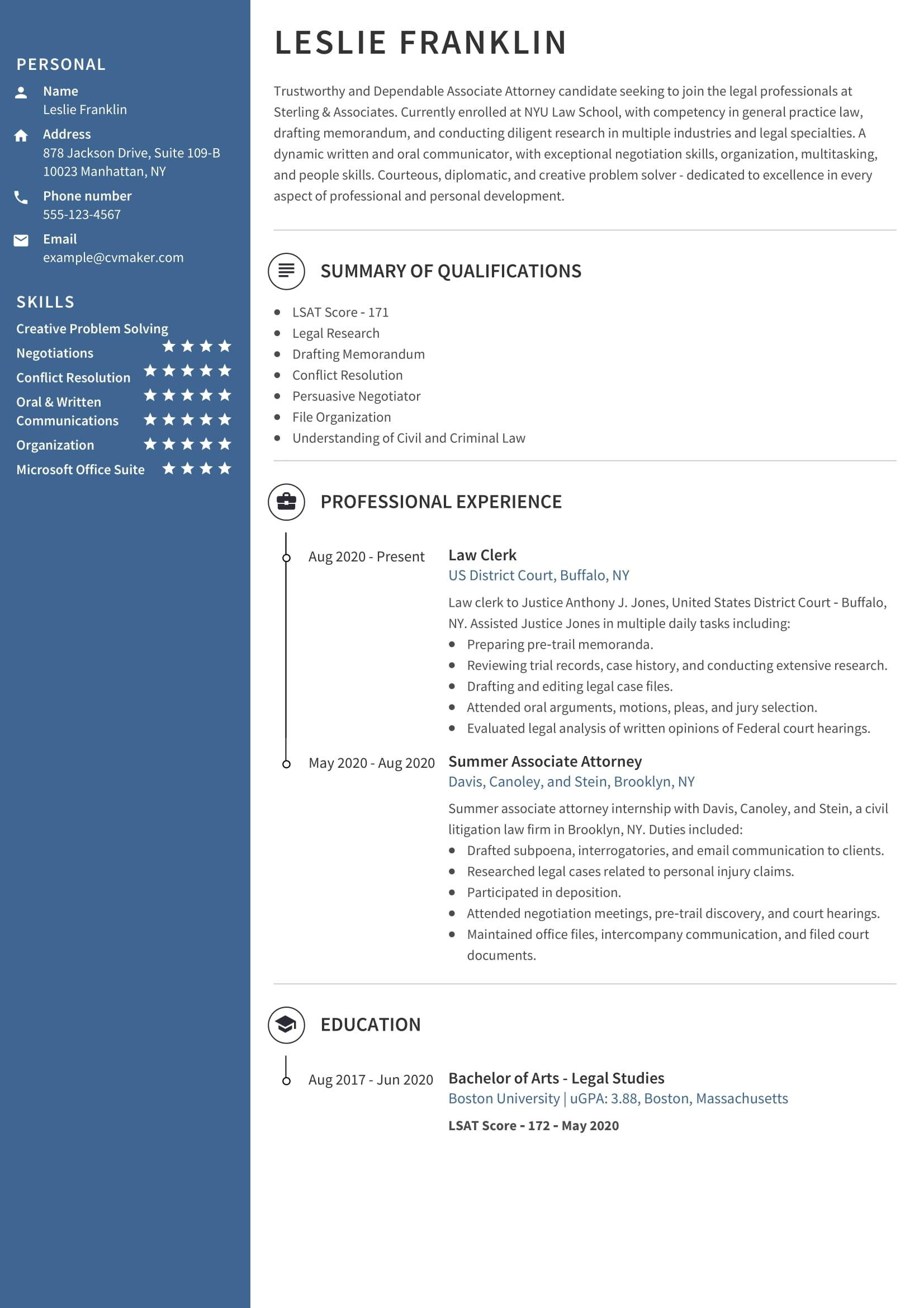 Sample Resume About Personal Injury attorney associate attorney Resume Example, Templates & Writing Tips 2021 …