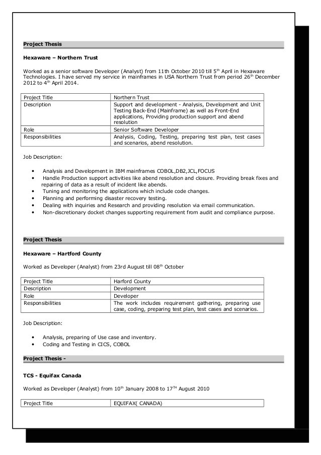 Sample Resume for 2 Years Experienced Mainframe Developer Sample Resume for 2 Years Experience In Mainframe