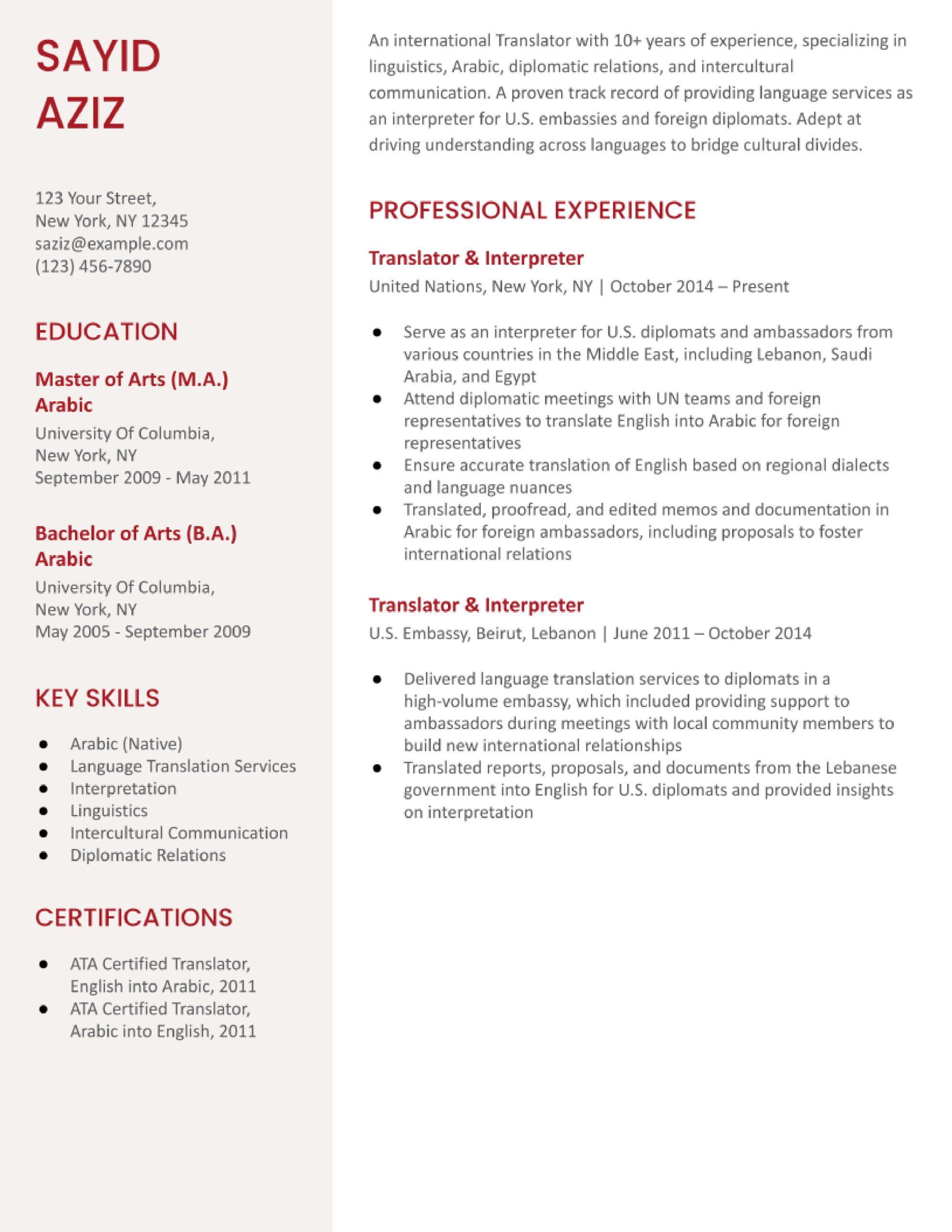 Sample Resume for A Video Game Translator Translator Resume Examples In 2022 – Resumebuilder.com