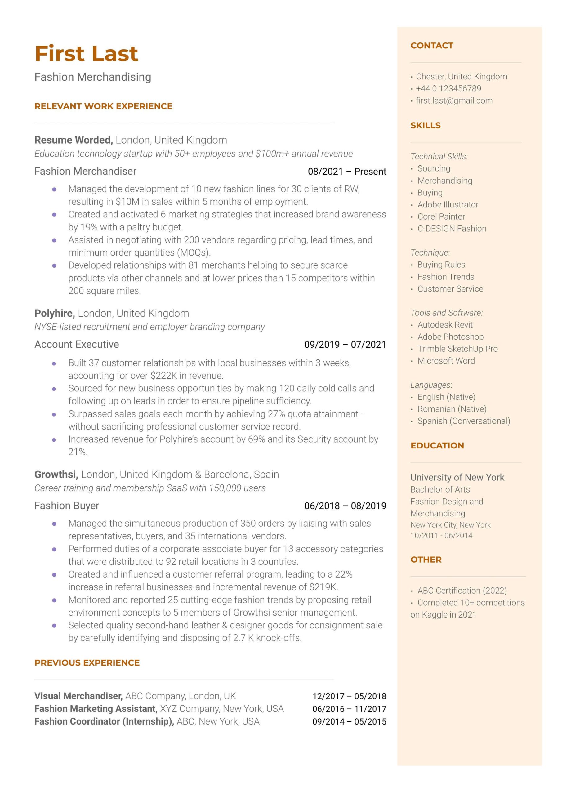 Sample Resume for A Visual Merchandising 3 Merchandising Resume Examples for 2022 Resume Worded